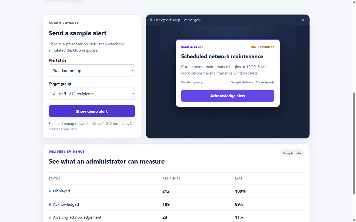 Beadle alert engine console preview