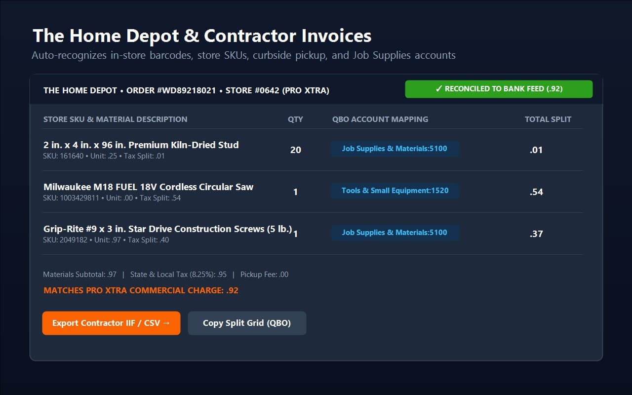 Home Depot receipt line item parser and classification